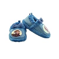 Disney Frozen 2 Elsa Anna Little Girls Plush A-Line Slippers (Ice Blue, 11-12 M US Little Kid)