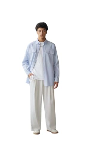 Image of KOTTY Men's Wide Leg Casual Style Korean Trousers with Relaxed Fit Tailoring Modern Structured Design for Professional Wear