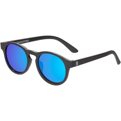 Babiators Polarized Keyhole Sunglasses - Black with Dark Blue Lenses/Protect Eyes from Glare/UV, Look Fashionable/Ideal for Outdoors, Sports & Everyday Wear, Kids Aged 6+