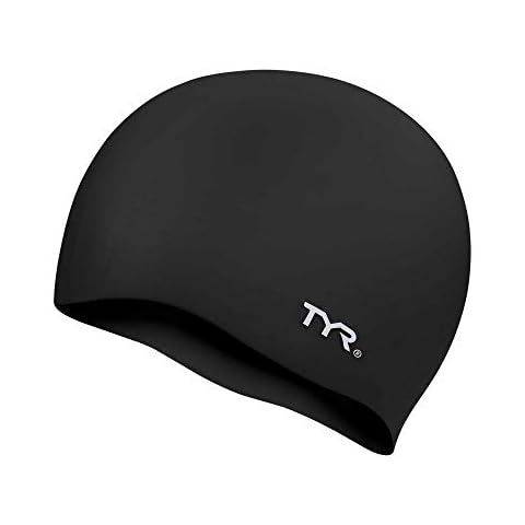 TYR Unisex Adult All-season Wrinkle-Free Silicone Swim Cap, Black, 0 US Cover