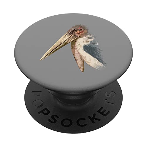 Marabou Stork African Undertaker Bird PopSockets Swappable PopGrip, Black