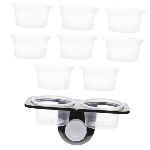 BAZEITFLOW プラスチック製爬虫類用給餌器 ダブルカップ設計 餌と水を同時に管理 なフードボウル 大容量水槽対応 壁取り付け可能 爬虫類飼育用品