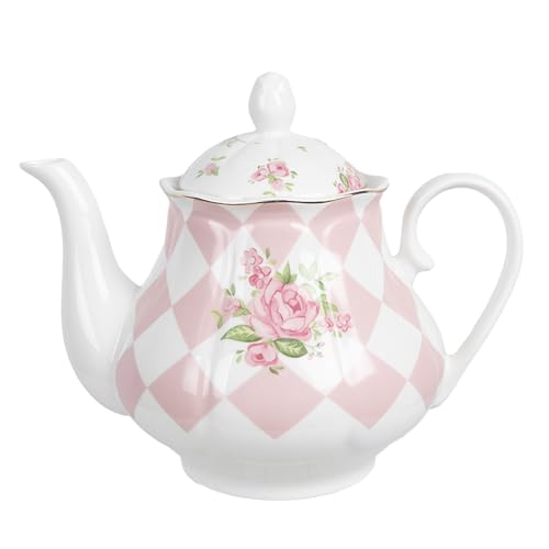 Clayre & Eef Teekanne rose Rose Kaffeekanne Landhaus Porzellan 1 l