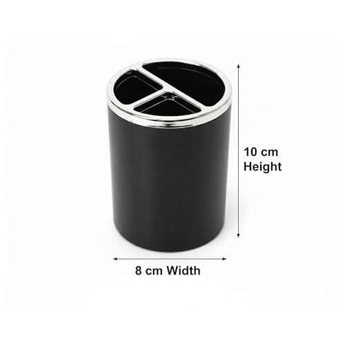 Image of Black Pencil Holder for Desk | 3 Compartments Pencil Cups for Classroom, Home, Office Desks, Meeting Room | Pen Cup Holder for Desks & Decorative Pen Holders for Desk Cute Office Supplies