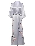 BABEYOND Kimono Robe Cover up Long Floral Satin Sleepwear Silky Bathrobe Bachelorette Robe