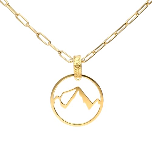 Collar Montaña en Acero Dorado Inoxidable de Alta Resistencia Unisex