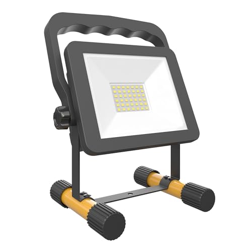 Ledvion - Foco LED Recargable 20W, 2000 lúmenes, Luz Día 6500K, Luz de Trabajo Inalámbrica con Batería, USB-C, IP54 Resistente a Salpicaduras, para Interior y Exterior, Portátil, Taller