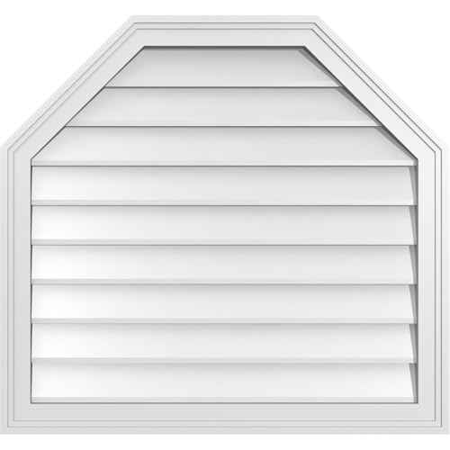 Ekena Millwork GVPOT30X2802SN Octagonal Top Surface Mount PVC Gable Vent, Factory Primed White