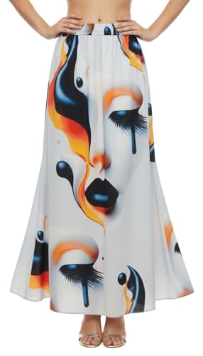 Image of VAGISHA Women's 4-Metre Flared Long Skirt | Skirts for Women Long Length | Long Skirts for Girls | Ethnic & Boho Printed Wear with Elastic Waist | Perfect for Party, Festive & Casual Look
