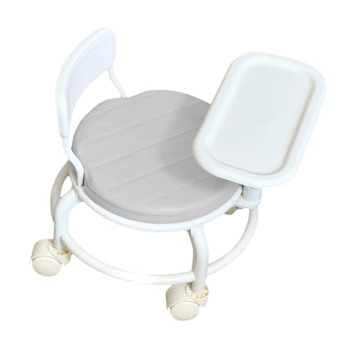 KCHFEVQ Silla Ergonómica con Ruedas Giratorias Y Bandeja Extraíble, Gris, Individual