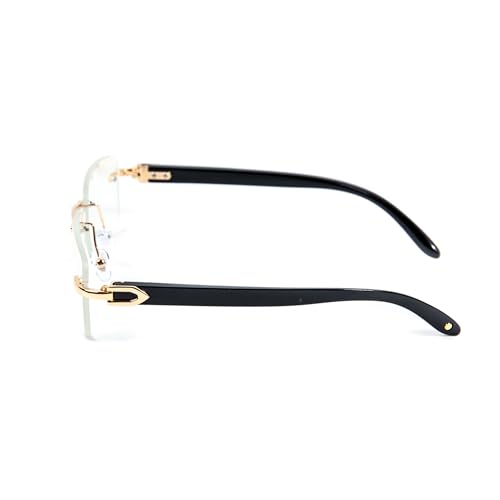 Vintage Small Clear Lens Rimless Retro Yellow Gold Plated Frame Hip Hop Rectangle Men Frameless 90’s Shades Black Arm Fashion Frameless Square Clear Tinted Glasses4