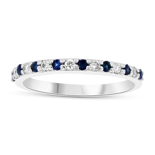 LeVaron 0.35ctw Diamond and Sapphire Wedding Band Ring in 14k