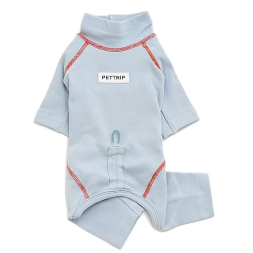ICOUCHI 犬のパジャマ ロンパース つなぎ 秋冬適用 綿製 小中型犬 おしゃれ かわいい ドッグウエア Tシャツ 洋服 防寒 保温 抜け毛防止 部屋着 寝間着 ルームウェア お出掛け用 散? (L,ブルー)