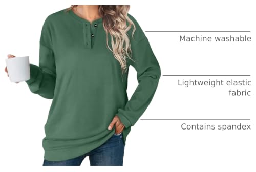 Image of OFEEFAN Womens Casual Sweatshirts Henley Button Up Long Sleeve Tunic Tops