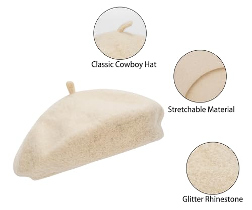 Kids French Beret Solid Color Cap - Classic Breathable Warm Hat Wool Felt Berets for Girls 3-7 Years2