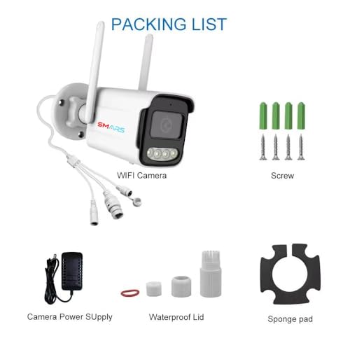Image of smars 3MP HD WiFi Bullet Camera | IP66 Waterproof for Outdoor use| Color Night Vision | Two-Way Audio | SD Card Storage | Ideal for Home, Office & Shop Security.