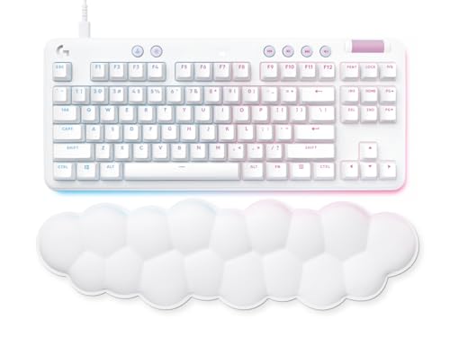 Logitech G713 Wired Gaming Keyboard with LIGHTSYNC RGB Lighting, Tactile Switches (GX Brown), and Keyboard Palm Rest, PC and Mac Compatible, White Mist