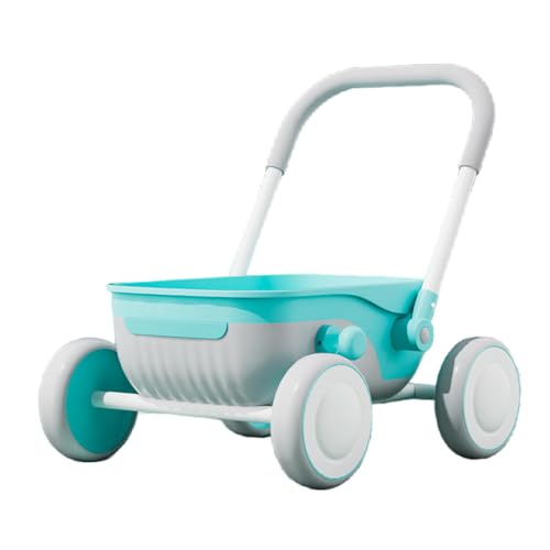 Sariny ベビー幼児用ベビーカー 木製横転防止子供用ベビーカー 歩行器 子供用おもちゃのプッシュスクーター (シアン)