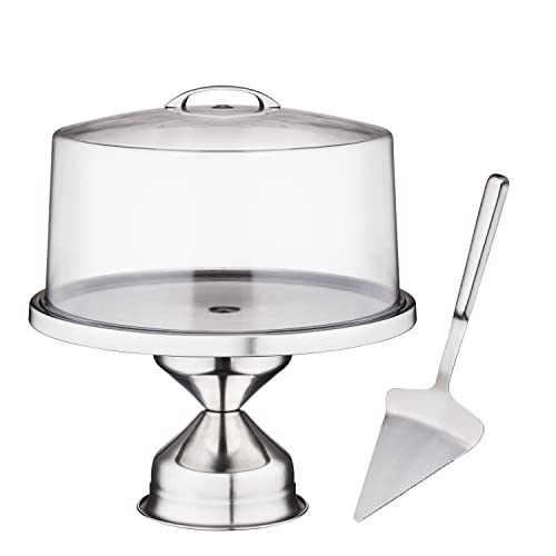 Tiger Chef 13" Cake Stand Stainless Steel With Dome And Pie Spatula #TOP2