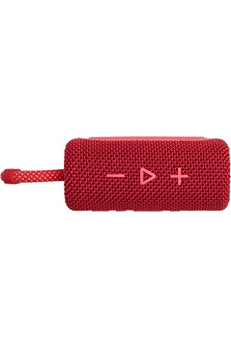 JBL Go 3, Wireless Ultra Portable Bluetooth Speaker, Pro Sound, Vibrant Colors with Rugged Fabric Design, Waterproof, Type C (Without Mic, Red)