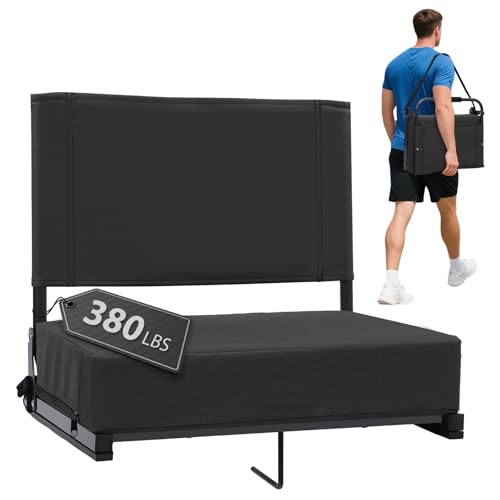 Stadium Seats with Back Support - Padded Portable Bleacher Seat with Handle Shoulder Strap - 18.4in...