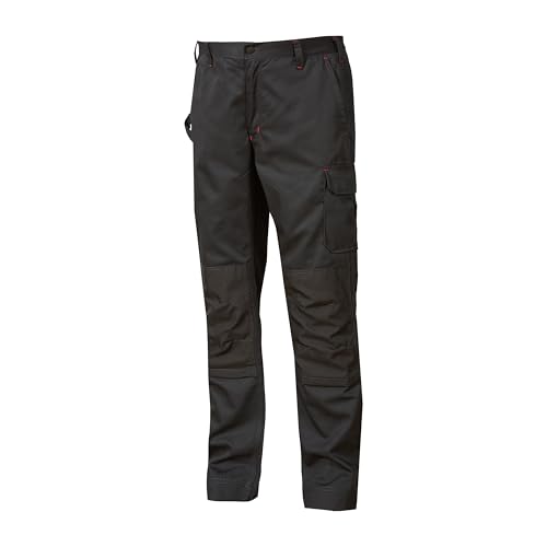 Pantaloni da Lavoro da Uomo U-Power Alfa, Pantaloni Cargo Elastici in Vita, con Tasche per Ginocchiere, Tasche Multiple, Tessuto Confortevole, Usura Esterna Resistente e Durevole (Grey Meteorite_64)