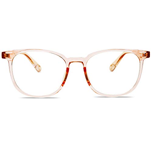 SOJOS Vintage Occhiali Trasparenti Quadrati per le Donne Blu Light Blocking Computer Non Prescrizione SJ5077 con Trasparente Arancione Frame/Anti-Blue Light Lens