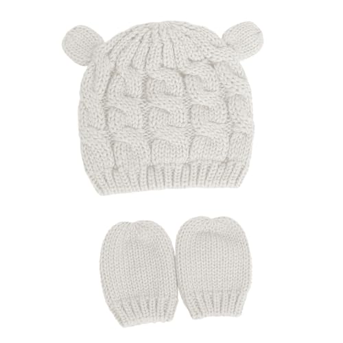 FRCOLOR 1 Juego Conjunto de Sombrero de bebé para recién Nacido Sombrero de niña Accesorios para Sombreros de Sombrero de Gorro de Lana bebé Guantes Tejidos Hilo