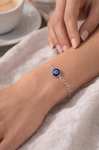 Image of OVANA 925 Sterling Silver Evil Eye Bracelet | Adjustable Fit | 925 Hallmarked | Elegant Design | Gift for Girlfriend, Sister, Bhabhi, Women and Girls