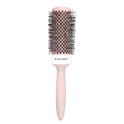 Professional Round Hair Brush with Ergonomic Handle, Anti-Slip Grip, Retractable Pick for Blow...