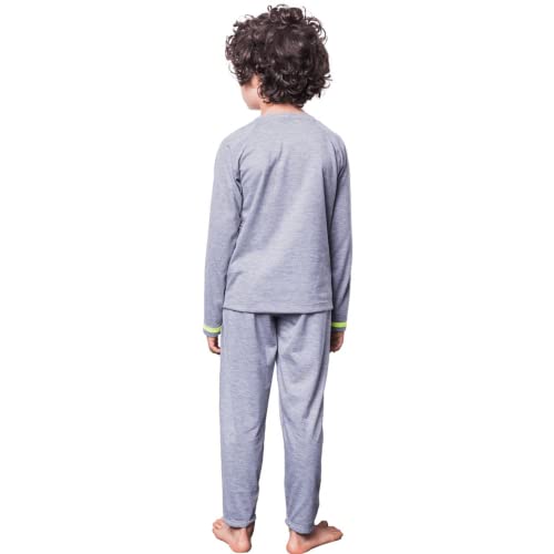 Pijama Infantil Manga Longa Cinza Listrado Tamanho:12