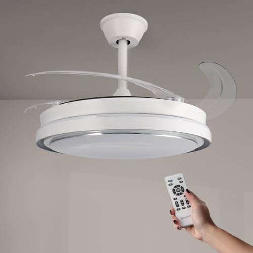 Citymart Ventilador de Techo con aspas plegables con luz Led 70W Mando a Distancia, Motor DC, 6 velocidades, Silencioso,función verano-invierno, temporizador, Temperatura CCT ceiling light (Gris)