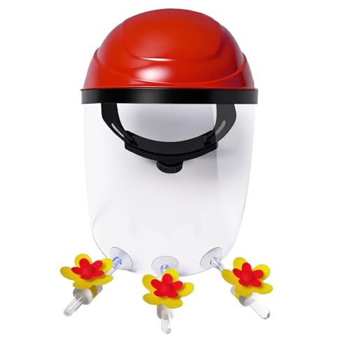 Hsmanchry Hummingbird Feeder Helmet | Multi-Purpose Hummingbird Feeder Hat | 3 Spill-Resistant Ports, Fog-Resistant Lens, Adjustable Headband