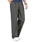 utcoco Men's Casual Cotton Pants Relaxed Fit Elastic Waist Straight-Leg Chino Pant (XX-Large, Army Green)