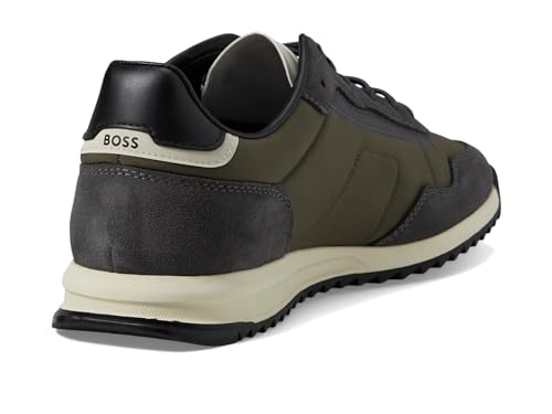 Image of BOSS Men's Zayn Low Profile Suede Leather Two Tone Sneaker