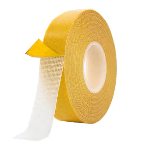 OXTXO Nastro Biadesivo Extra Forte - Nastro Tela Rinforzata con Rete Tessile e Liner Giallo, Nastro per Tappeti ad Alta Aderenza per Muri, Fai da Te e Riparazioni, 30mm x 10m