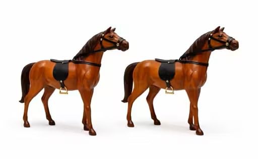 Toy Horse Figurine with Saddle, Brown, Realistic Design, Set of 2-picture-32