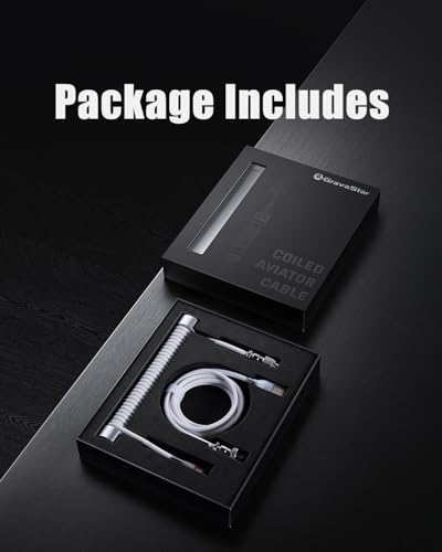 Image of GravaStar Coiled Aviator USB Cable, Suitable for GravaStar Mechanical Keyboard - Black