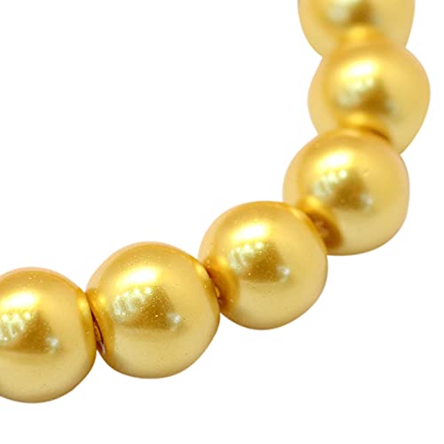 Cheriswelry 200 pcs 8mm Glass Pearl Beads Round Pearlized Spacers Painted Satin Luster Glass Pearl Charms for Jewelry Bracelet Earrings Making Gold - Image 2