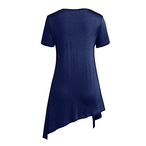 Womens Summer Casual Maternity T Shirt Short Sleeve Colorblock Tunic Pregnancy Top Irregular High Low Hem Asymmetrical Loose Fit Mama Shirts Baby Shower Clothes Flowy Shirt Blouses Tops Navy Blue S #TOP2