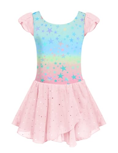 Image of Arshiner Girls Ruffle Sleeve Ballet Dance Dress Tutu Skirted Leotard