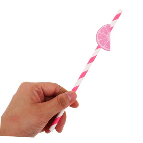 30 pitillos desechables de papel con diseño naranja y rosa miniatura 4