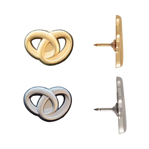 Image of Wedding Rings Push Pins - Silver Intertwined Wedding Rings Map Pins for Cork Boards, Maps, or Lapel Use - Designed in USA - Set of 4