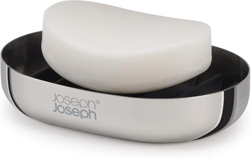 Joseph Joseph EasyStore, Jabonera Elegante de Acero Inoxidable con Rejilla escurridora, Drenaje rápido