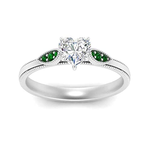 Image of Choose Your Gemstone Milgrain Simple Diamond CZ Ring Sterling Silver Heart Shape Milgrain Engagement Rings Everyday Jewelry Wedding Jewelry Handmade Gifts for Wife US Size 4 to 12