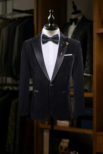 Barry.Wang Velvet Mens Blazer Mardi Gras Sport Coat Brooch Regular Fit Tuxedo Peaked Lapel Suit Jacket Carnival Parade4