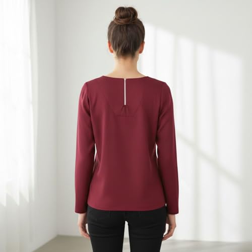 Image of BLACKSMITH Long Sleeve Key Hole Neck Formal Office Shirt for Women | Women Stylish Western Tops
