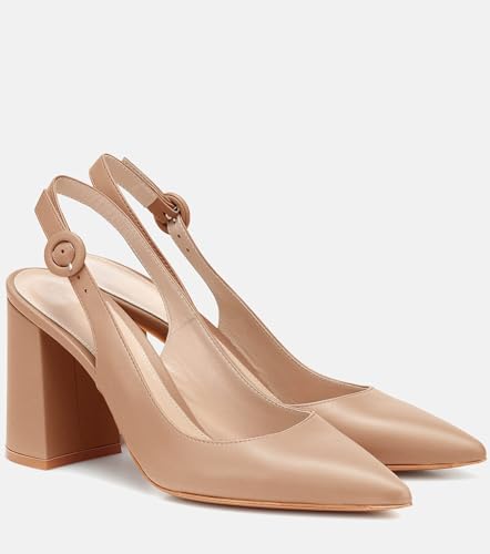 Women's Pointed Toe Block Heel Pumps Slingback Chunky Heel Slip On Work Party Dress Shoes - Image 6