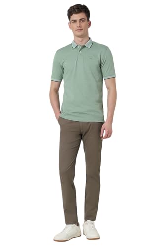 Image of Peter England Men's Premium Branded Regular Fit Half Sleeve Polo T-Shirt | Cotton Rich | Birds Eye Interlock Weave| No Pocket