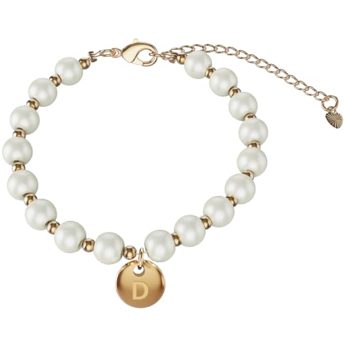 Image of Flower Girl Proposal Bracelet, Initial Pearl Bracelet with Gift Box